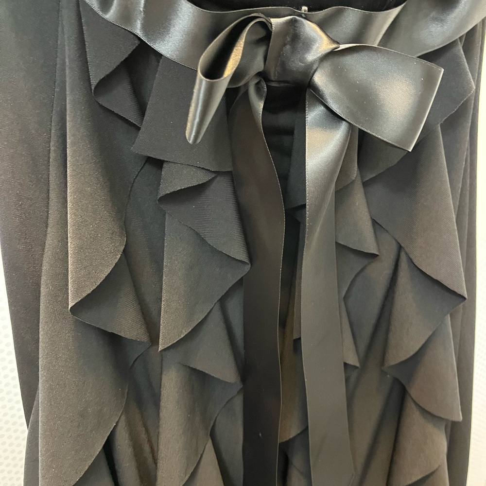 Formal Black Dress Gown Pageant Bow Ruffle Velvet Satin NWT Pageant Party - Picture 8 of 11